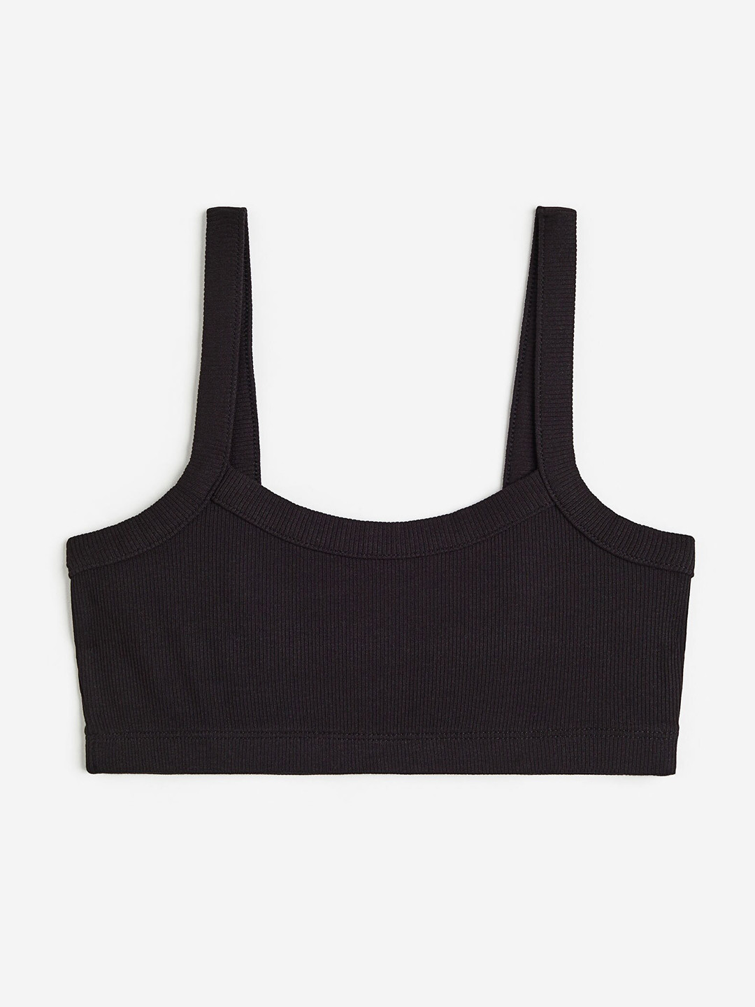 

H&M Girls Ribbed Jersey Top, Black