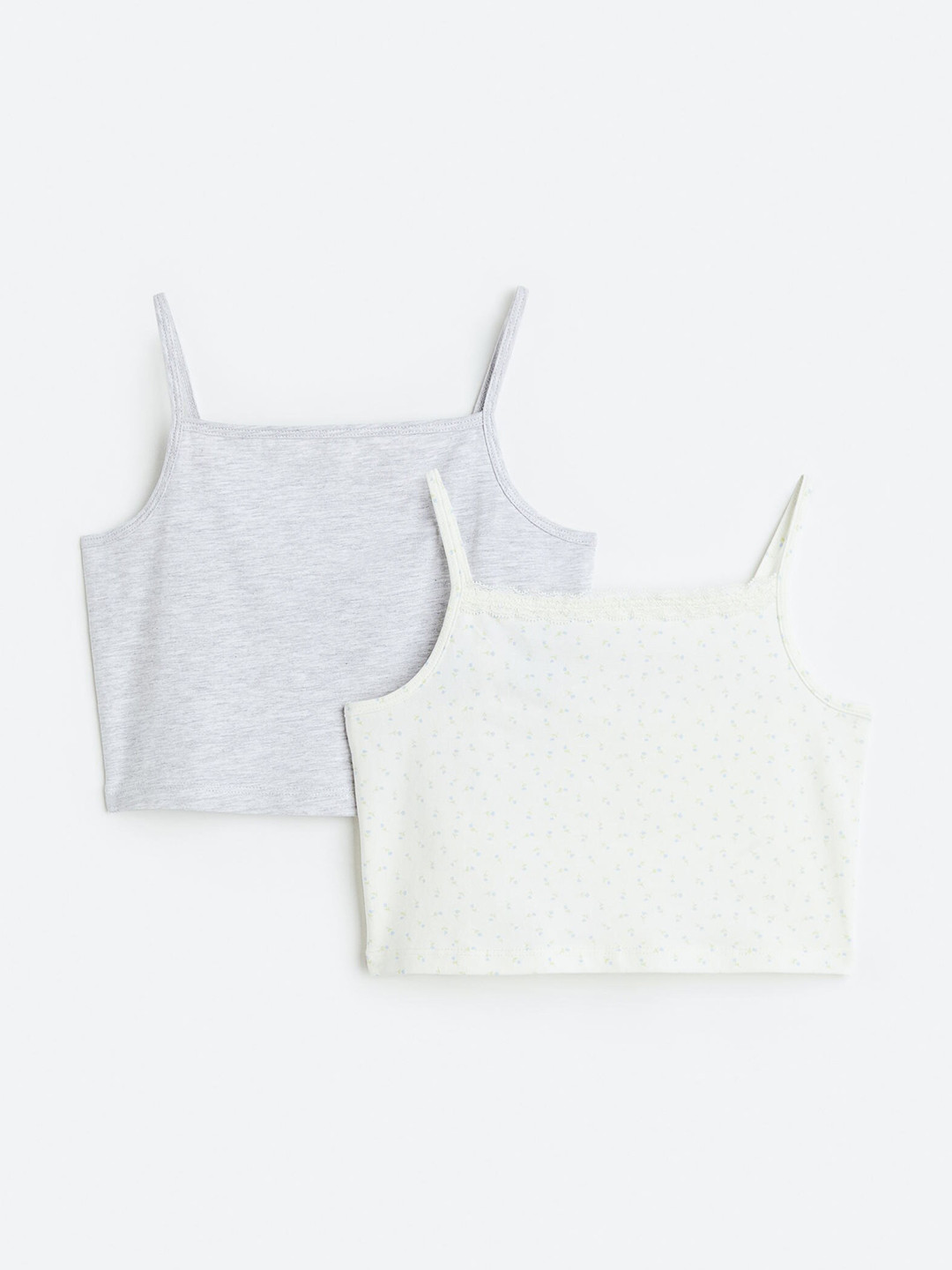 

H&M Girls 2-Pack Jersey Vest Tops, Grey