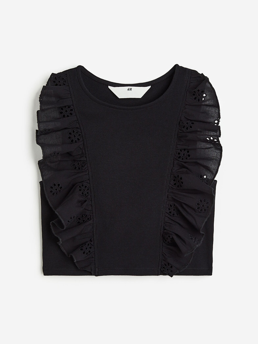 

H&M Girls Flounce-trimmed Vest Top, Black