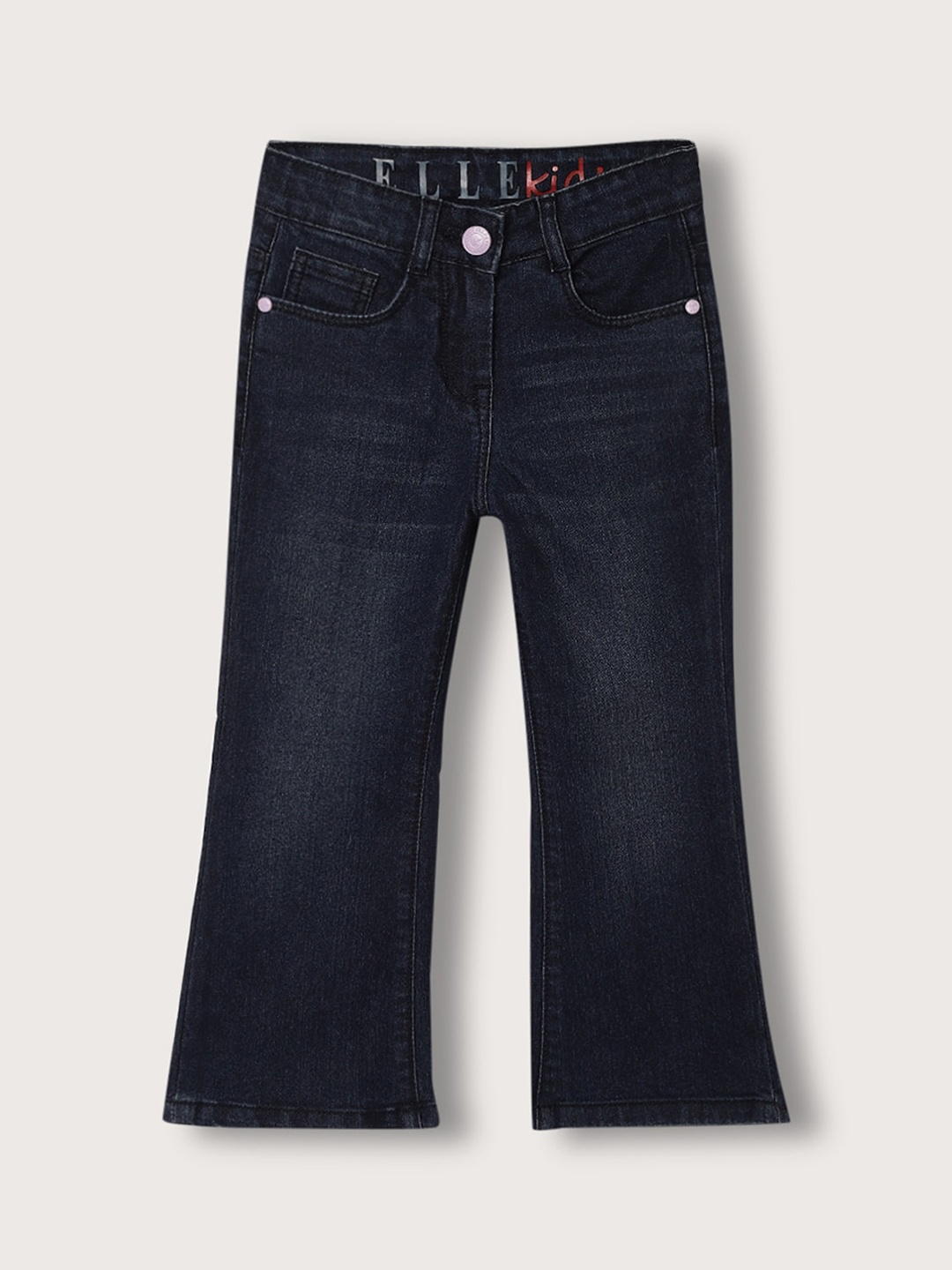 

ELLE Girls Bootcut Light Fade Mid-Rise Stretchable Jeans, Navy blue
