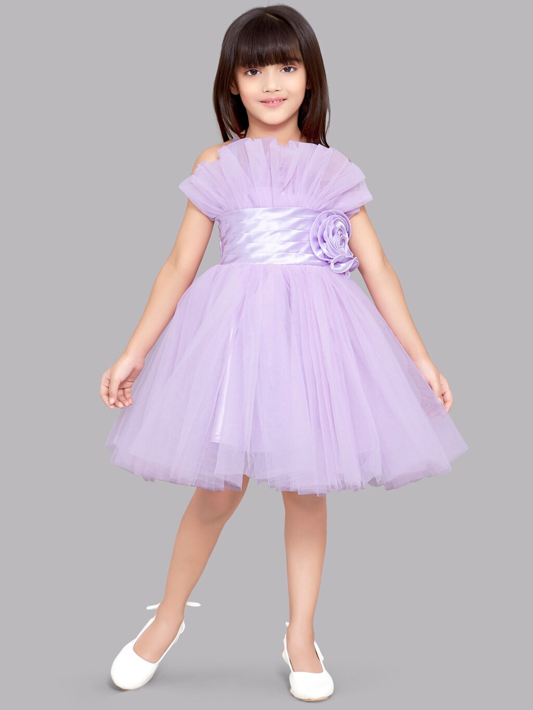 

Pink Chick Girls Ruffled Tulle Net Fit & Flare Midi Dress, Lavender