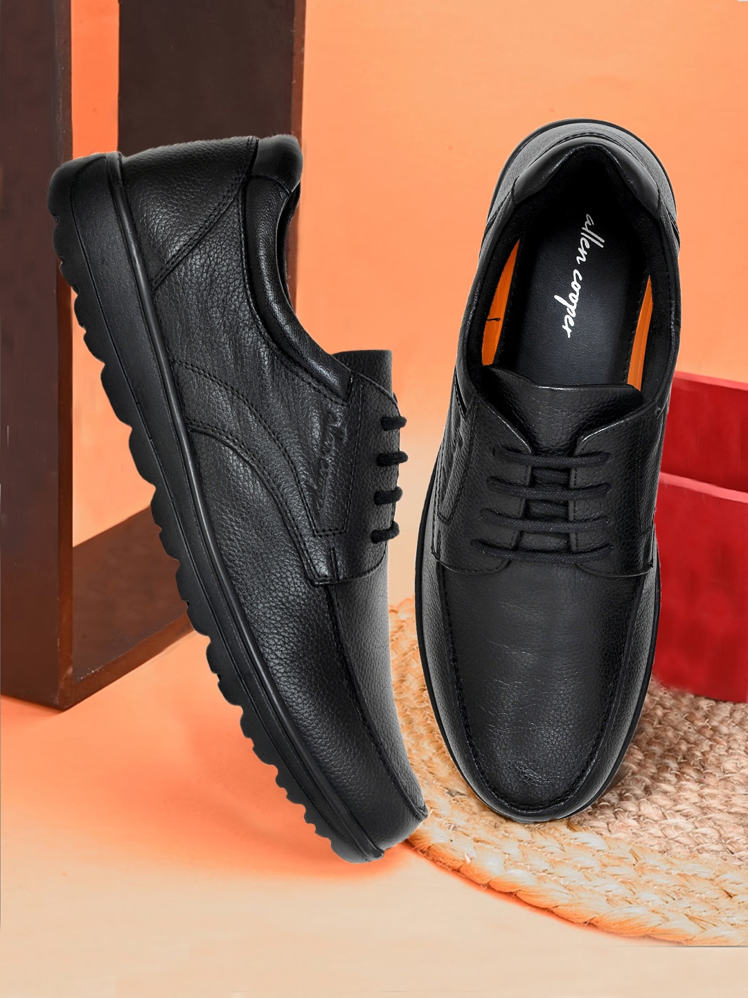

Allen Cooper Men Textured Leather Formal Derbys, Black