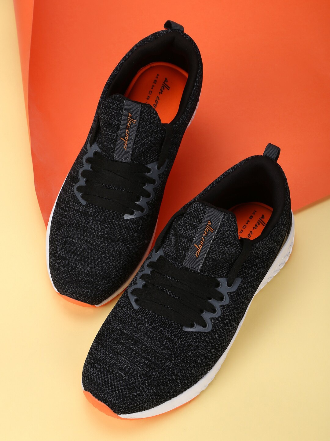 

Allen Cooper Men Mesh Running Non-Marking Anti Odour Lace-Ups Sports Shoes, Black