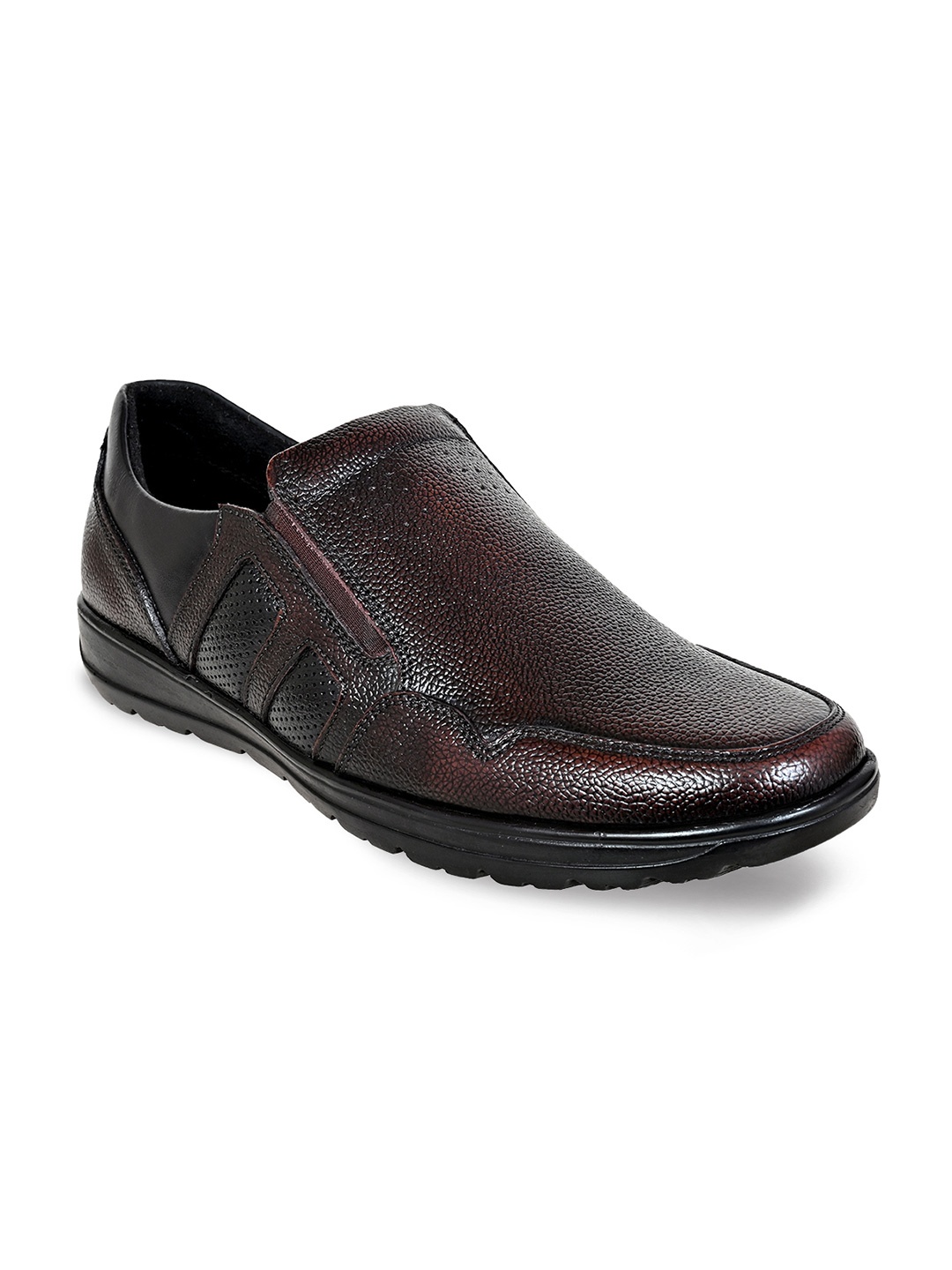 

Allen Cooper Men Round Toe Leather Slip On Loafers, Brown