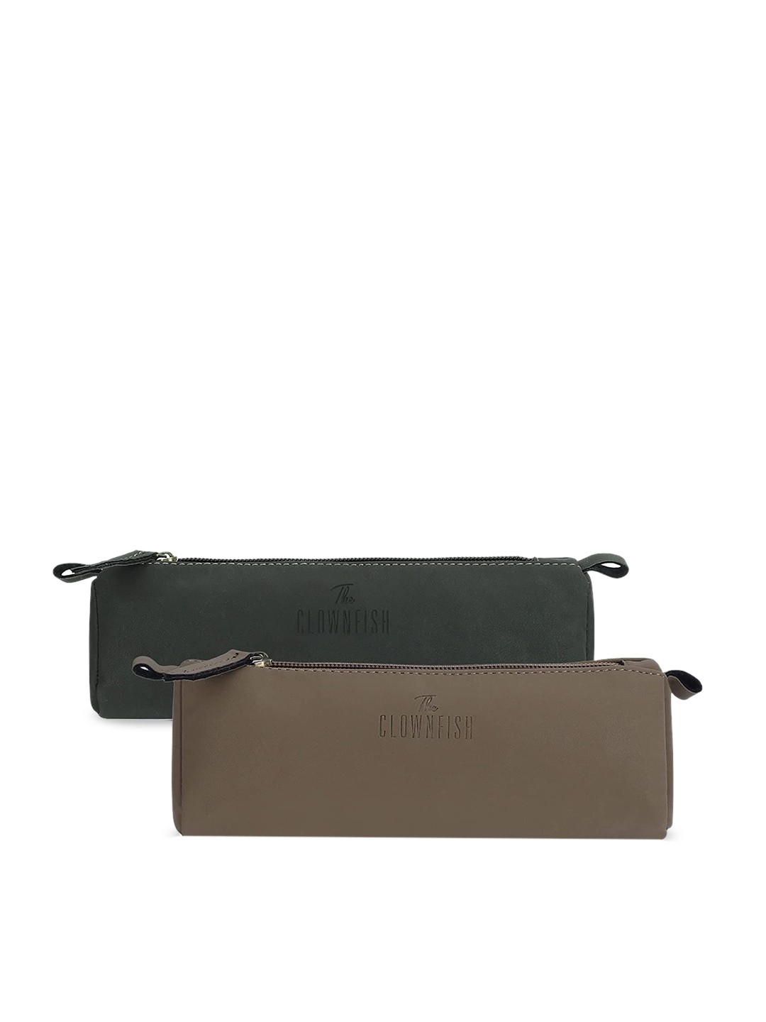 

THE CLOWNFISH Jose Set Of 2 Faux Leather Toiletry Kit, Brown