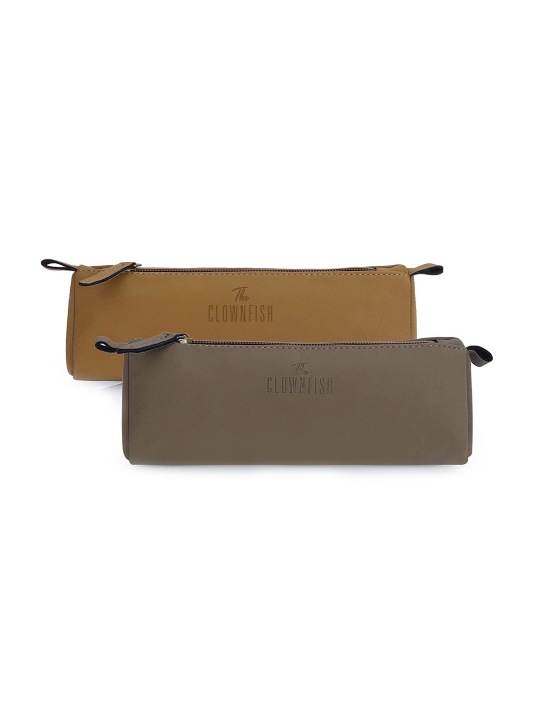 

THE CLOWNFISH Jose Set Of 2 Faux Leather Toiletry Kit, Brown