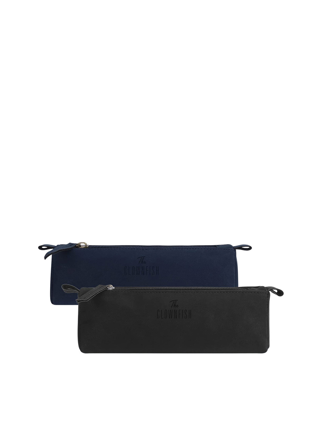 

THE CLOWNFISH Set Of 2 Faux Leather Toiletry Kit, Navy blue