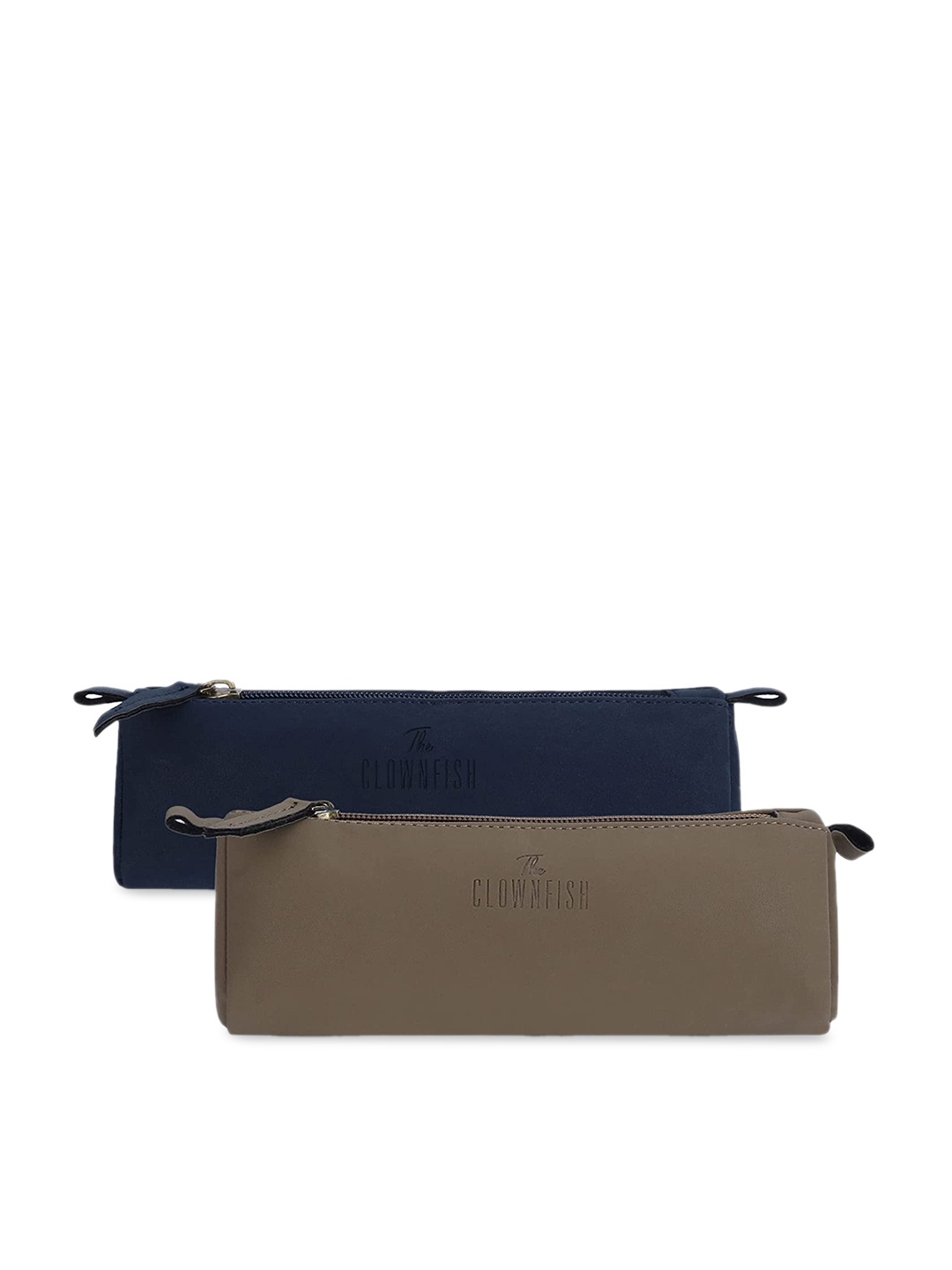 

THE CLOWNFISH Set of Light Brown & Navy Blue Faux Leather Toiletry Kits