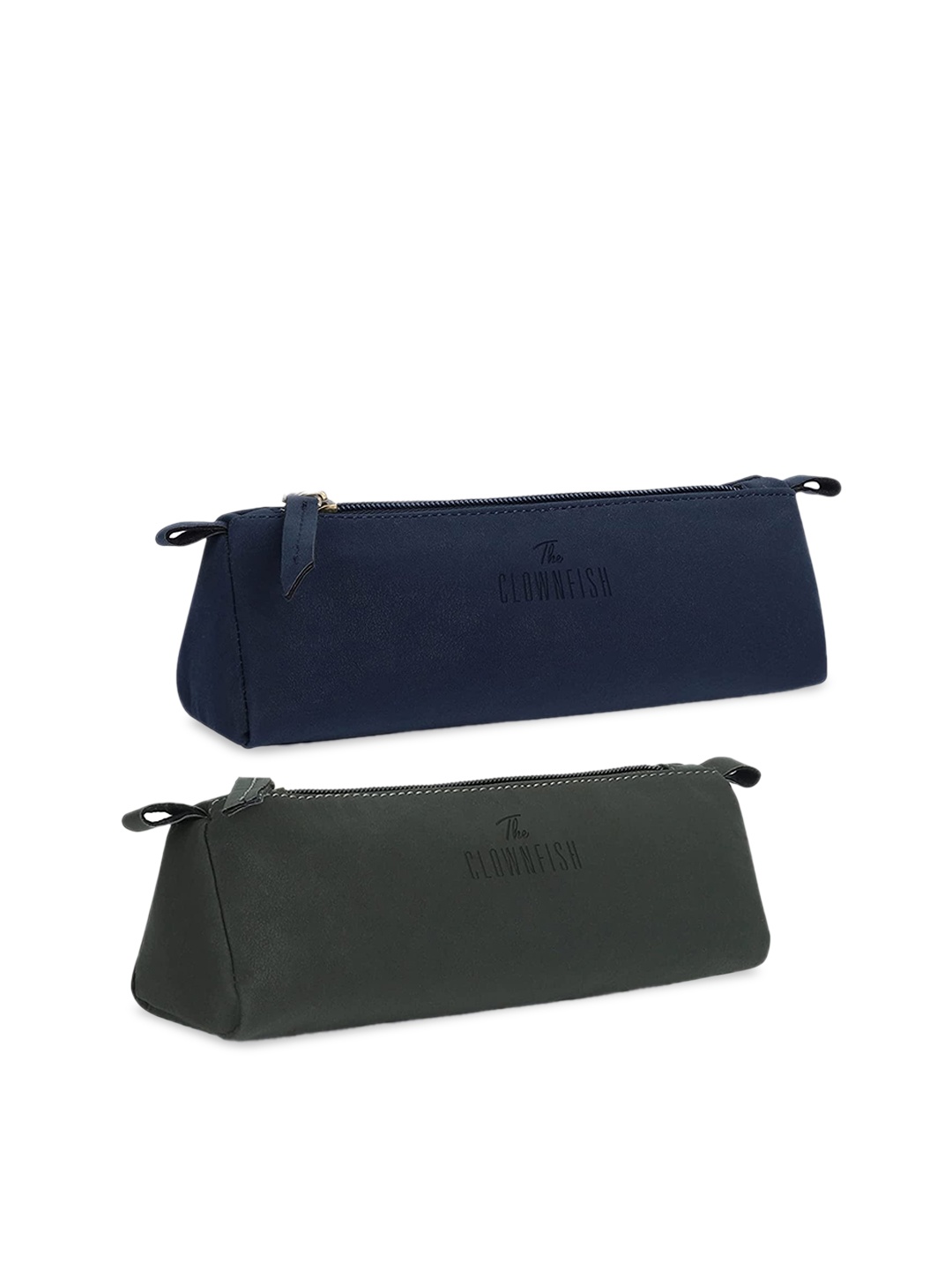 

THE CLOWNFISH Set of Navy Blue & Mehendi Faux Leather Toiletry Kits