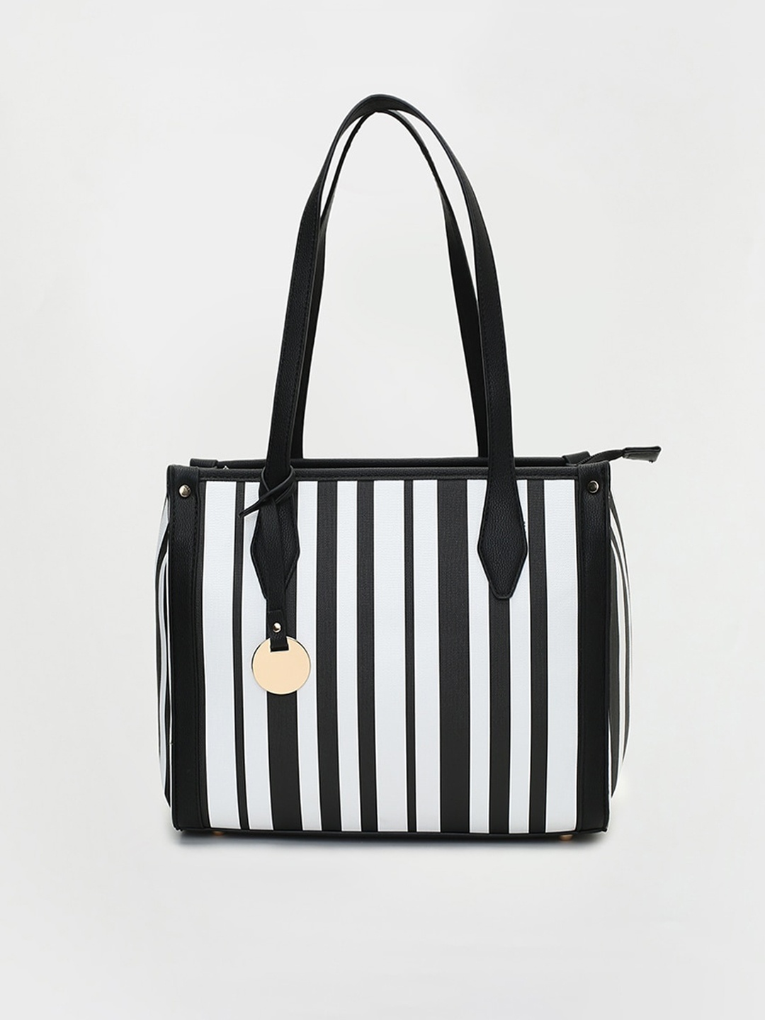 

Ginger by Lifestyle Striped Structured Shoulder Bag, Black
