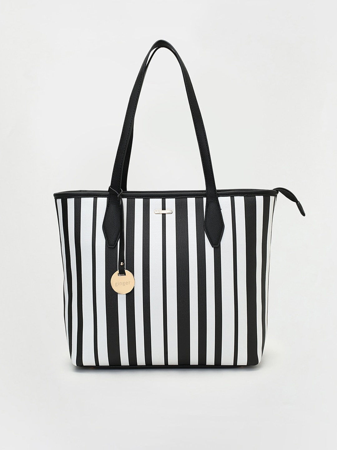 

Ginger by Lifestyle Striped Structured Shoulder Bag, Black
