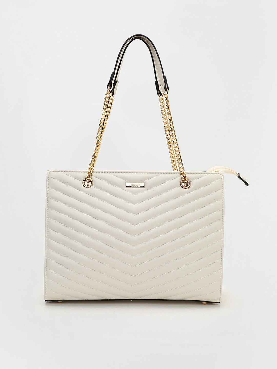 

CODE by Lifestyle Textured Structured Shoulder Bag With Quilted, White