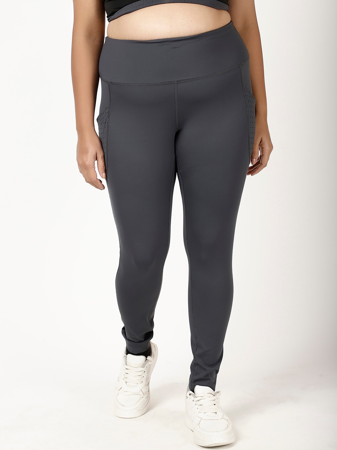 

STUDIOACTIV Plus Size Four-Way Stretch Training or Gym Sports Tights, Charcoal