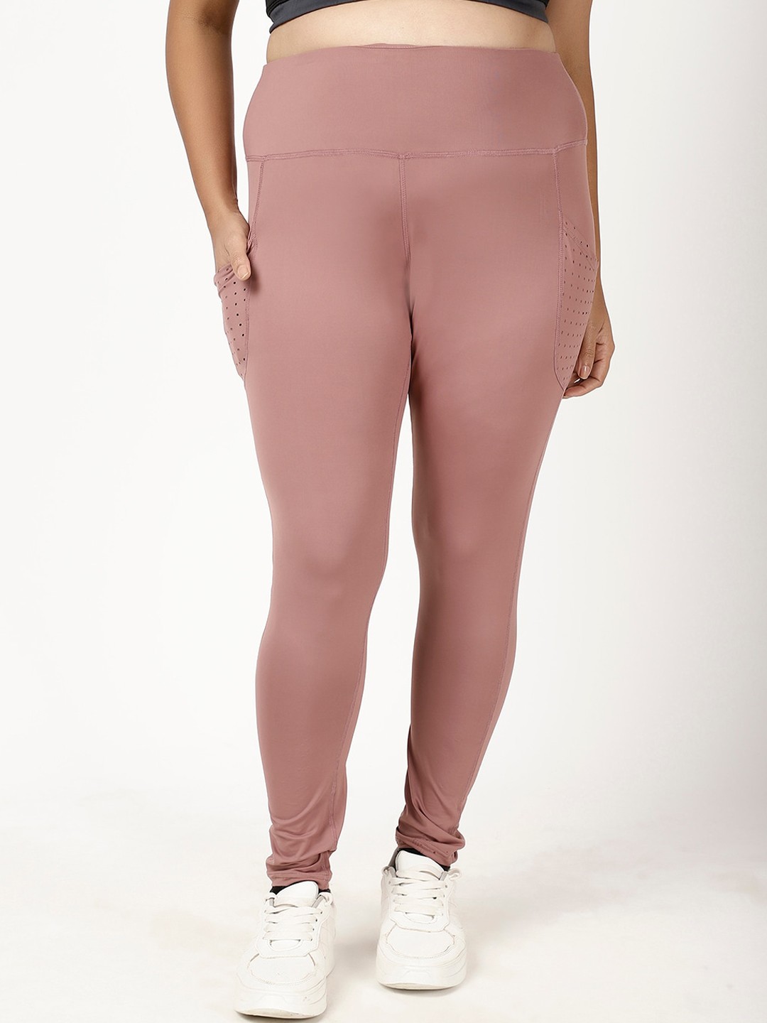 

STUDIOACTIV Plus Size Four-Way Stretch Training or Gym Sports Tights, Peach