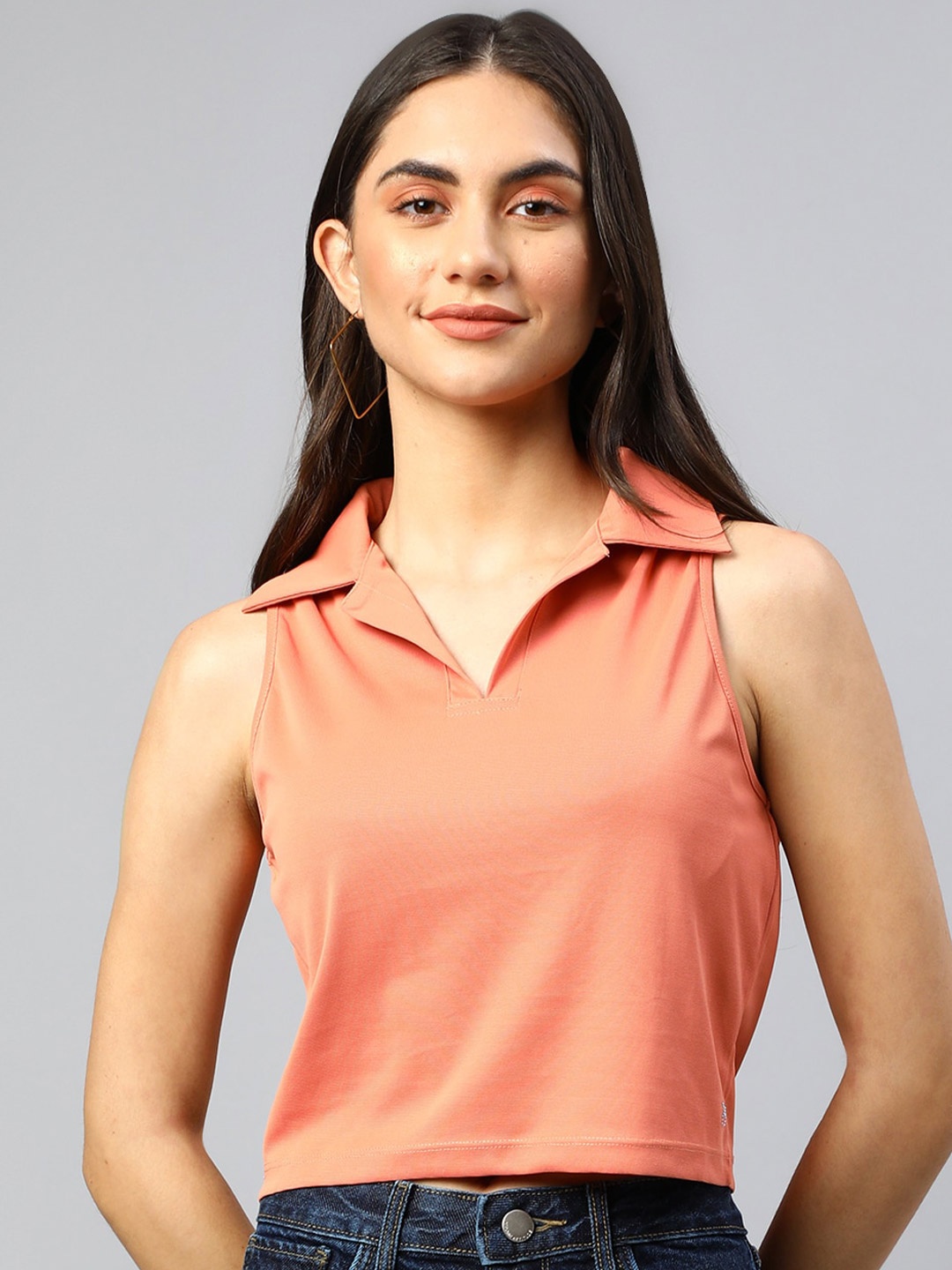 

Xpose Spread Collar Crop Top, Peach