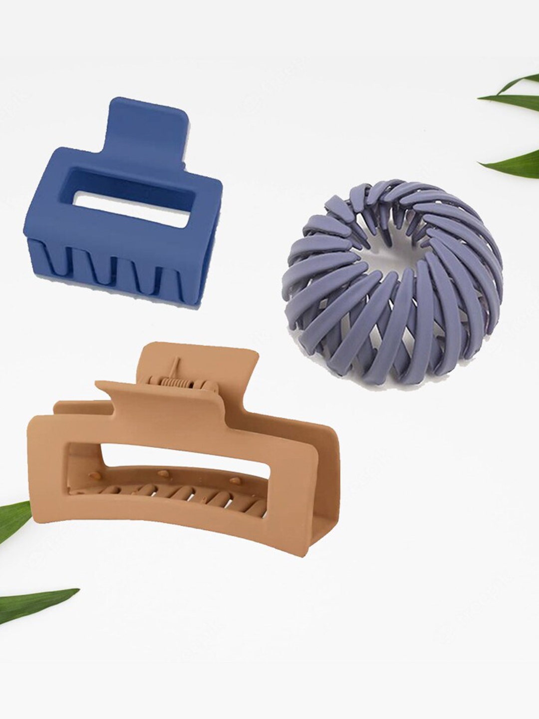 

Krelin Women Blue & Brown Set of 3 Claw Clip