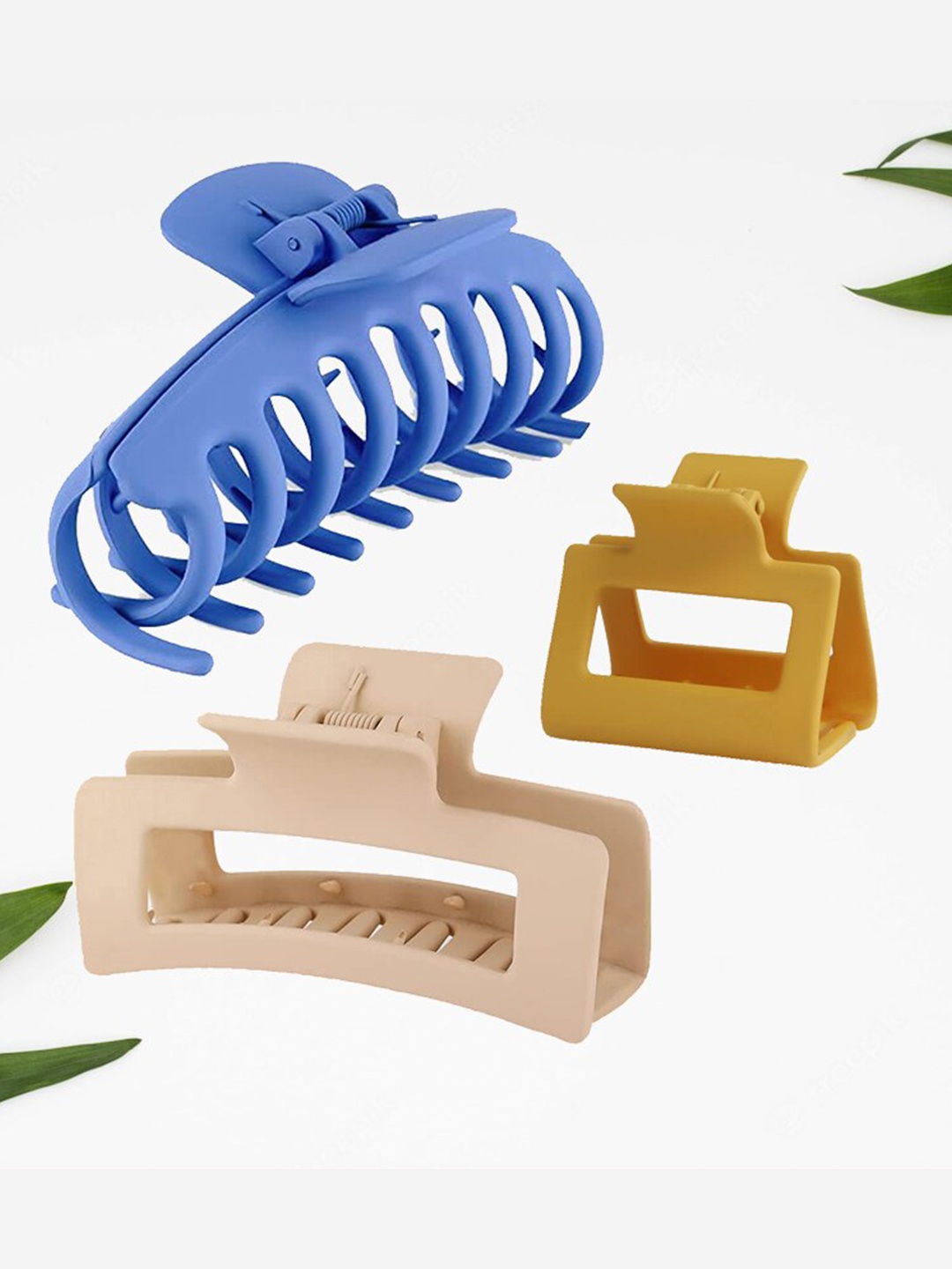 

Krelin Women Set Of 3 Plastic Claw Clips, Beige
