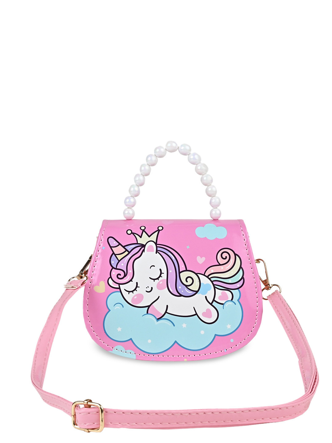 

Asthetika Kids Graphic Printed Structured Sling Bag, Pink