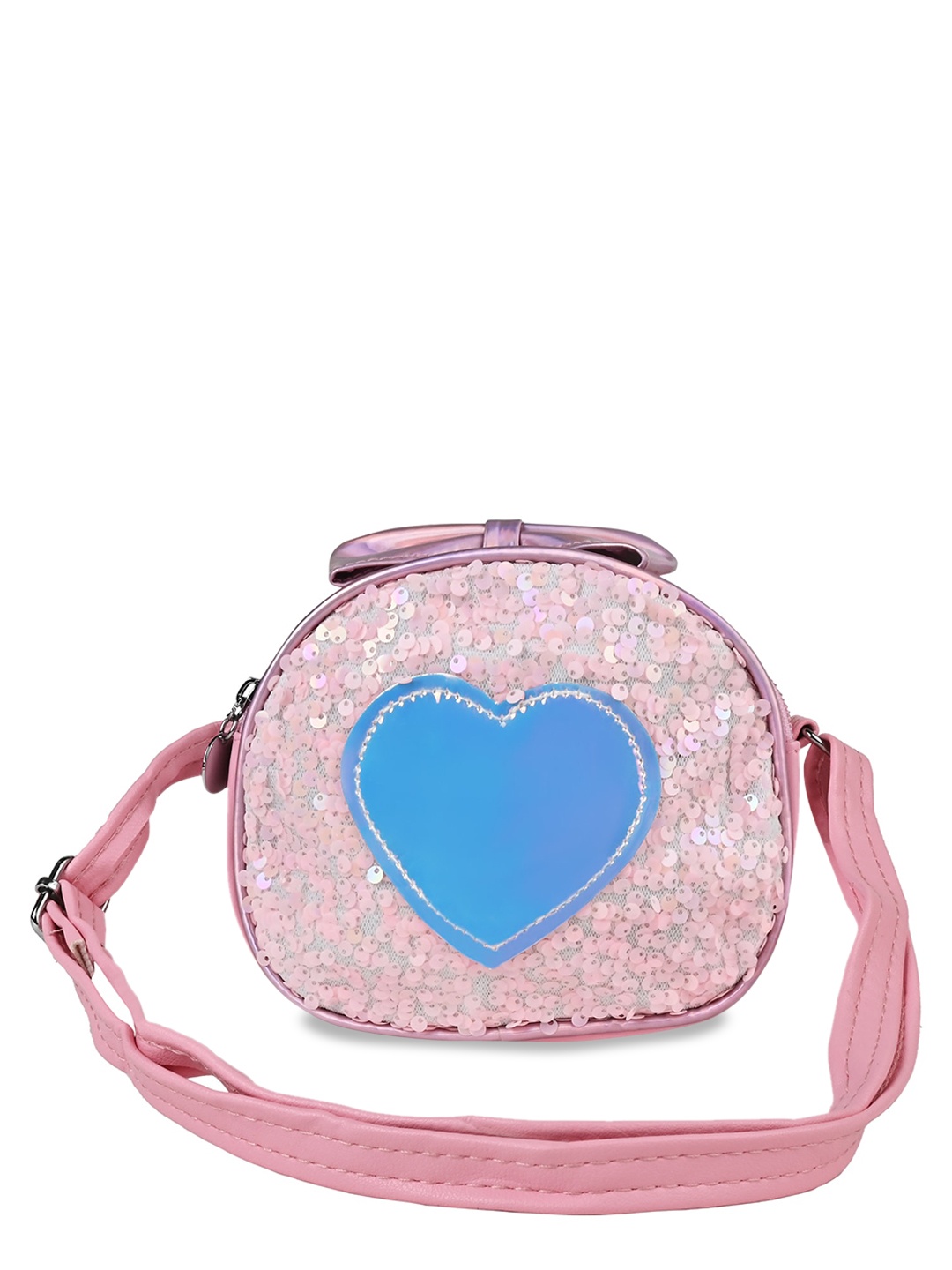 

Asthetika Kids Textured Embellished Applique Detail Structured Sling Bag, Pink