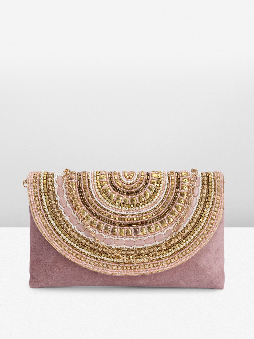 

Peora Embroidered Embellished Purse Clutch, Mauve