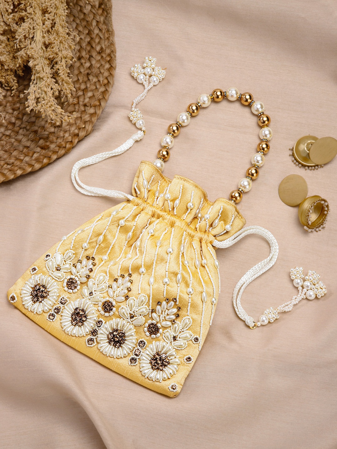 

Peora Embellished Potli, Beige