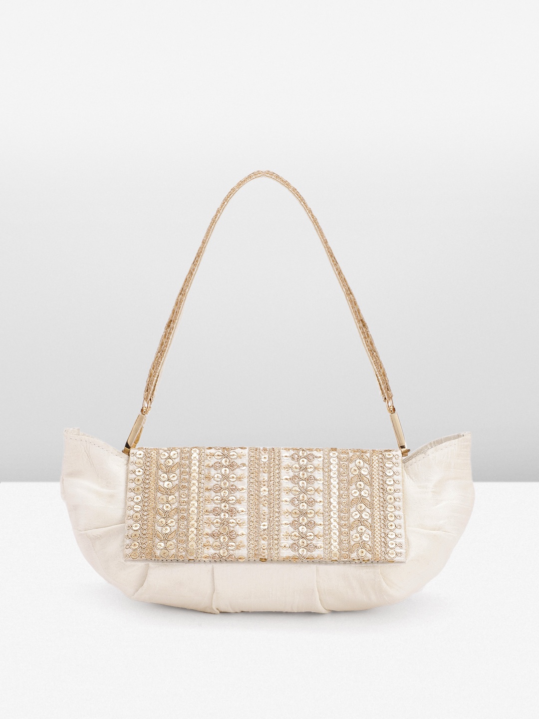 

Peora Embellished Purse Clutch, Cream