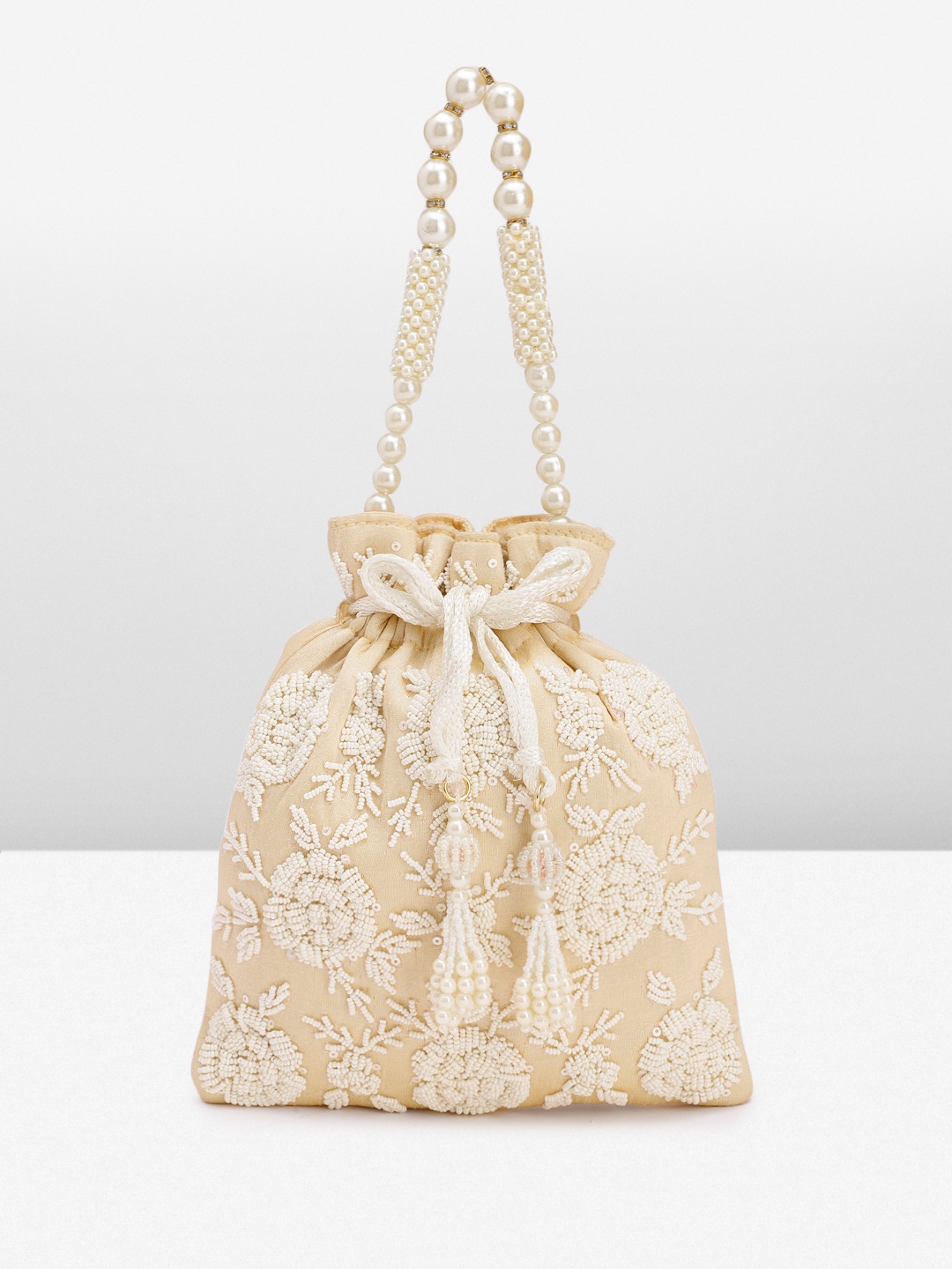 

Peora Embellished Potli, Cream
