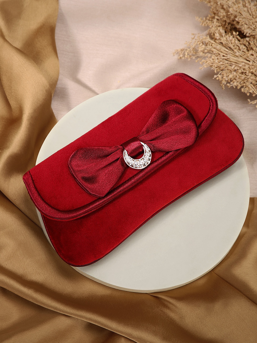 

Peora Bow Detail Purse Clutch, Maroon