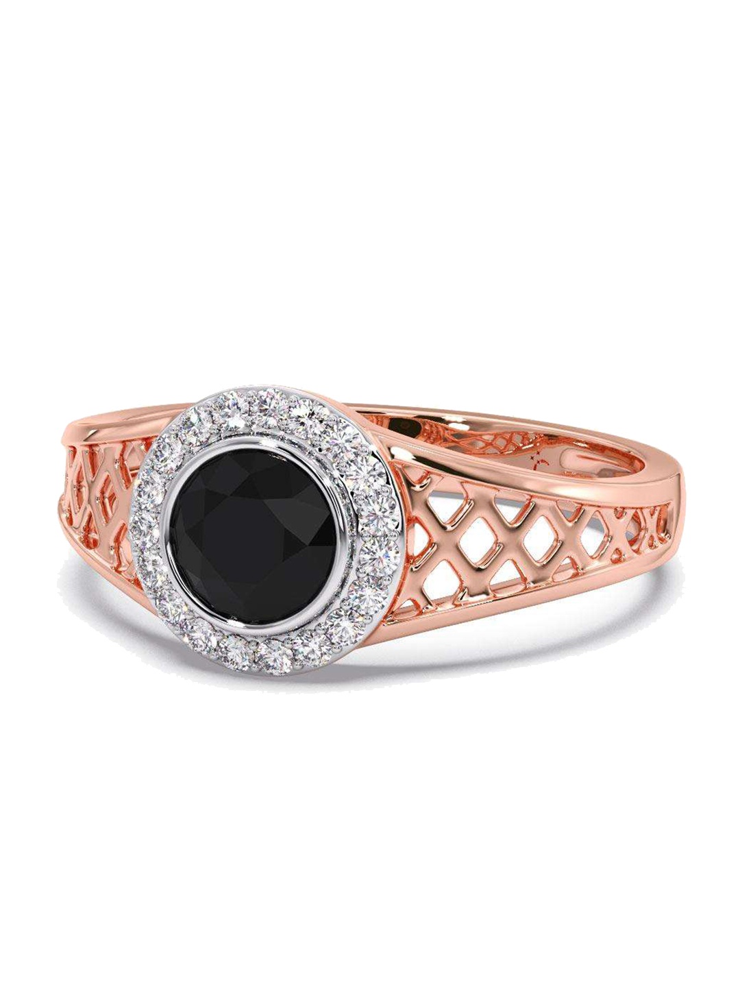 

CANDERE A KALYAN JEWELLERS COMPANY Men Diamond-Studded 18KT Rose Gold Ring- 5.6 g