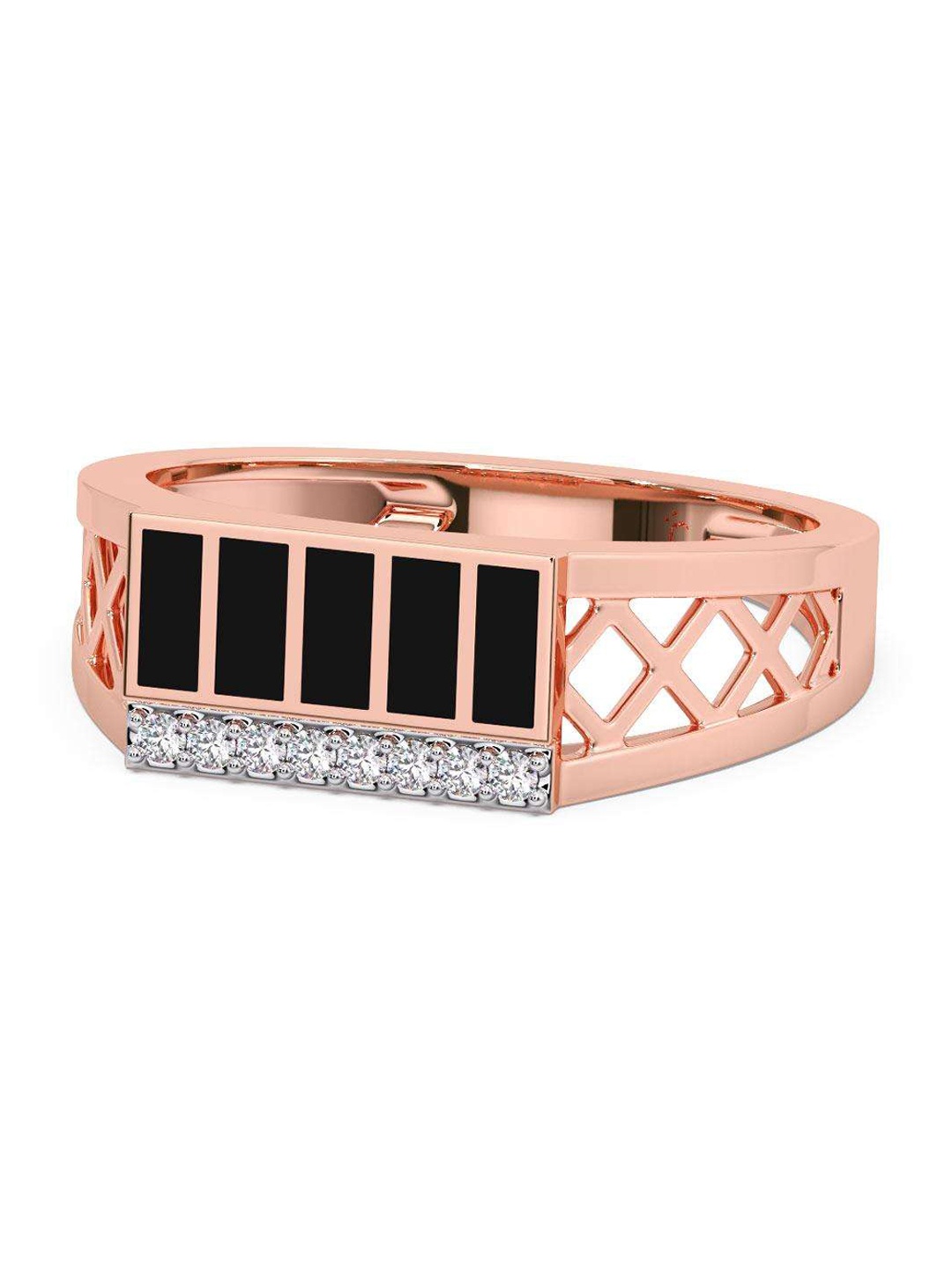 

CANDERE A KALYAN JEWELLERS COMPANY Men 14KT Rose Gold Diamond Finger Ring-3.6 gm