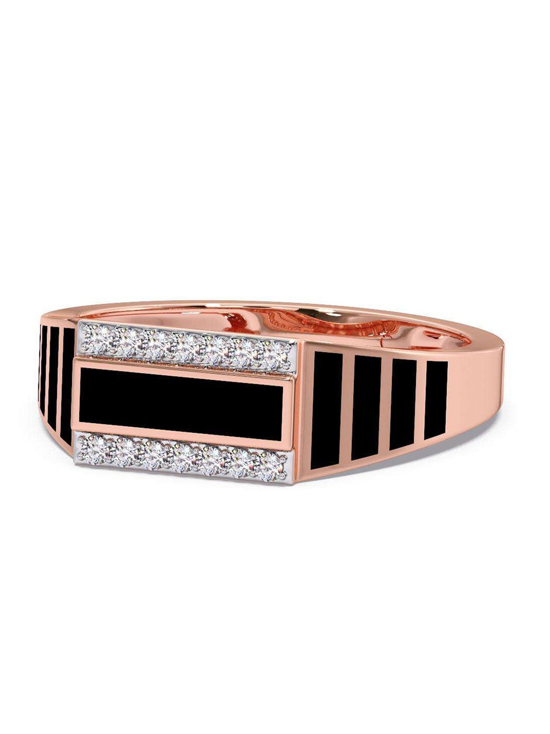 

CANDERE A KALYAN JEWELLERS COMPANY Men Diamond-Studded 14KT Rose Gold Ring - 3.53gm