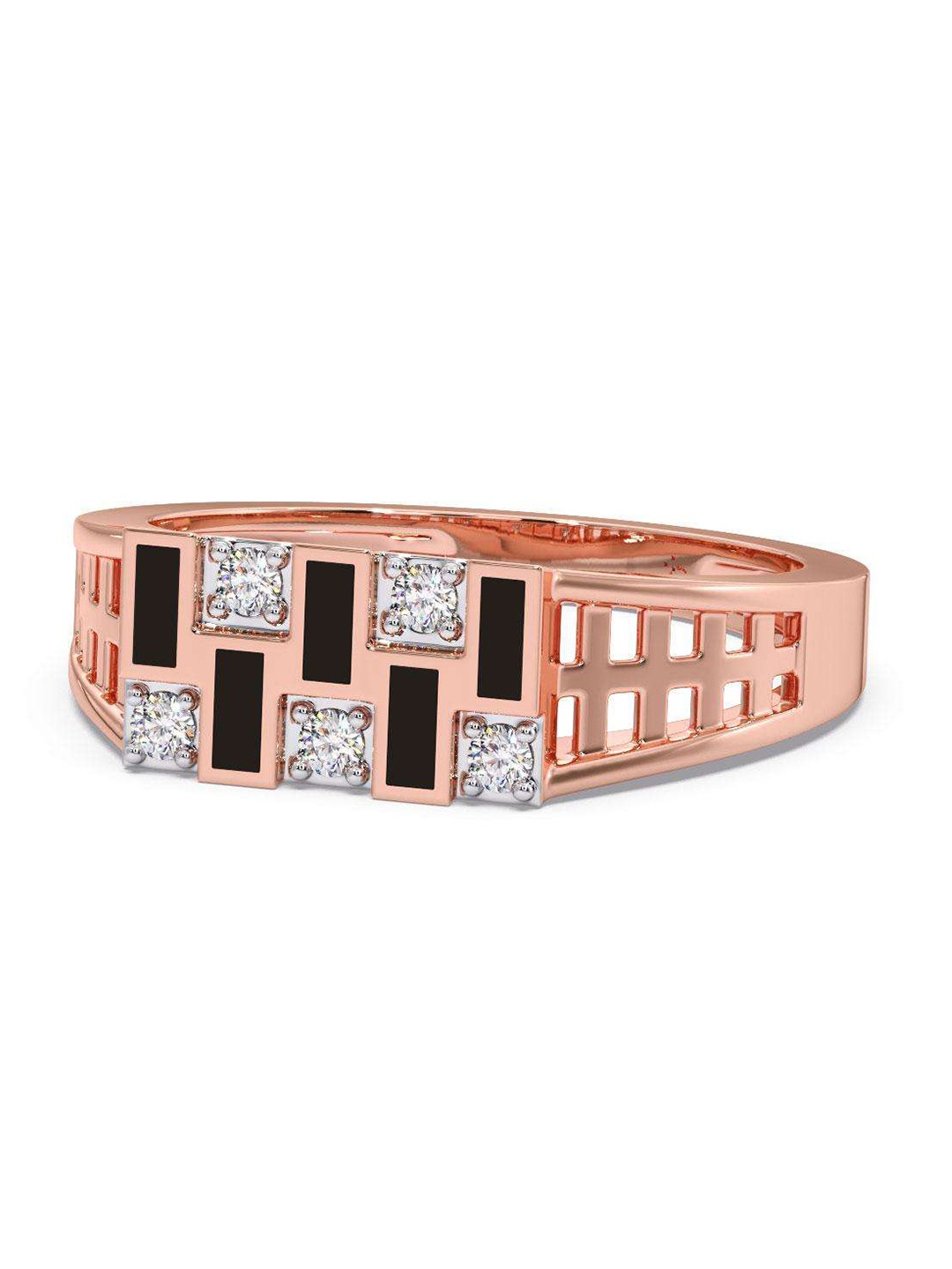 

CANDERE A KALYAN JEWELLERS COMPANY Men 18KT Rose Gold Diamond Finger Ring-4.9 gm