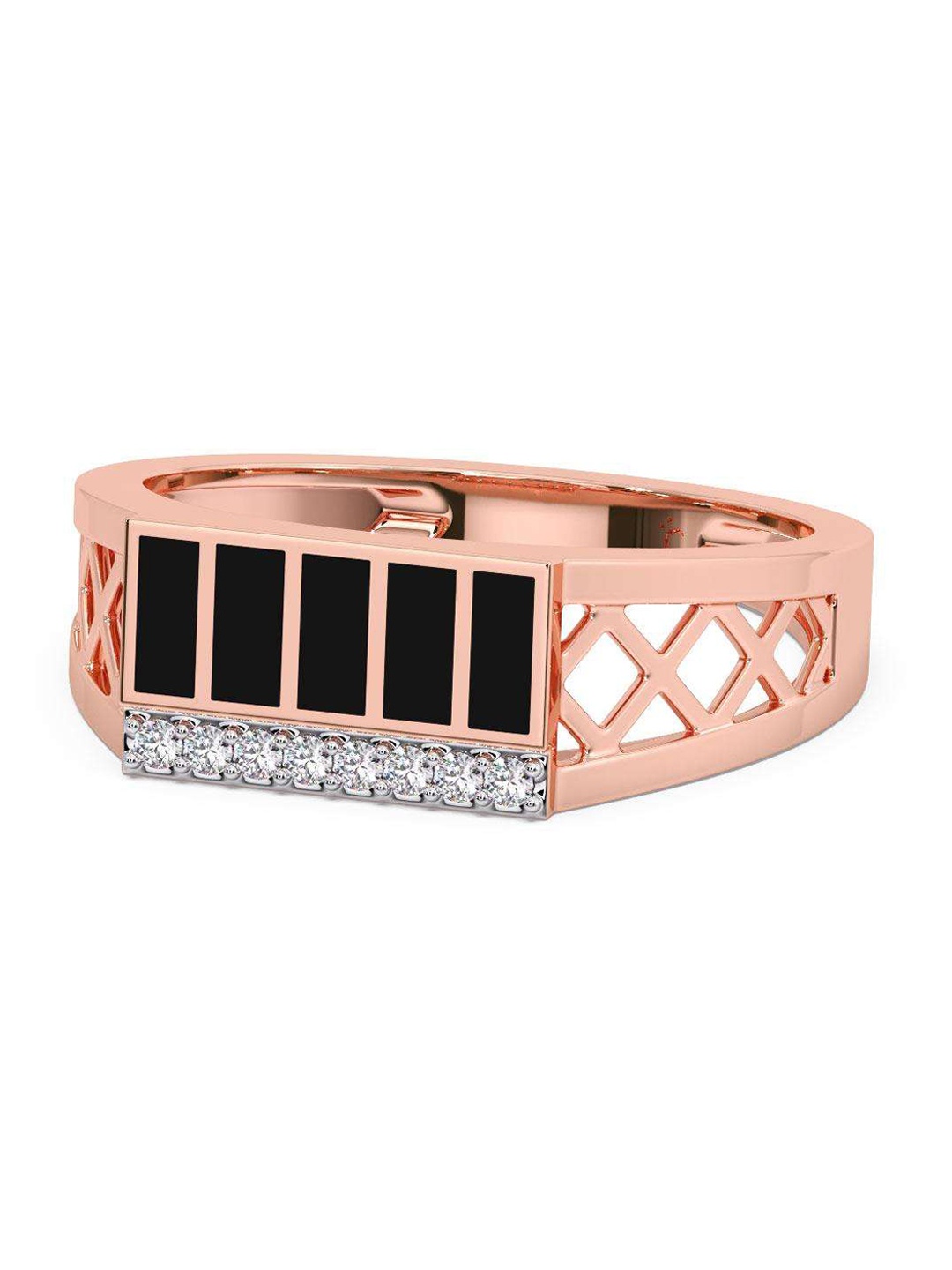 

CANDERE A KALYAN JEWELLERS COMPANY Men 14KT Rose Gold Diamond Finger Ring-3.0 gm