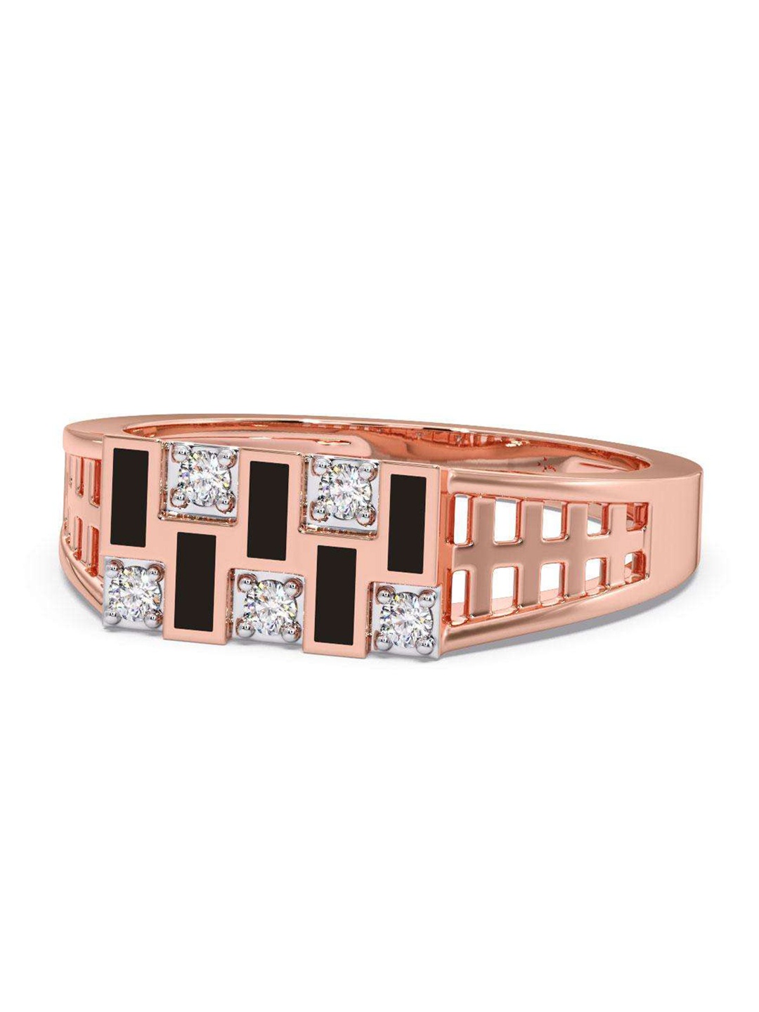 

CANDERE A KALYAN JEWELLERS COMPANY Men Diamond-Studded 14KT Rose Gold Ring - 4.57 gm