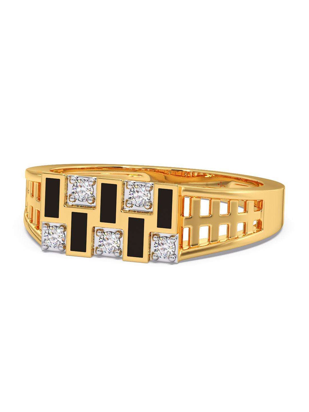 

CANDERE A KALYAN JEWELLERS COMPANY Men 18KT Gold Diamond Ring-5.14 g