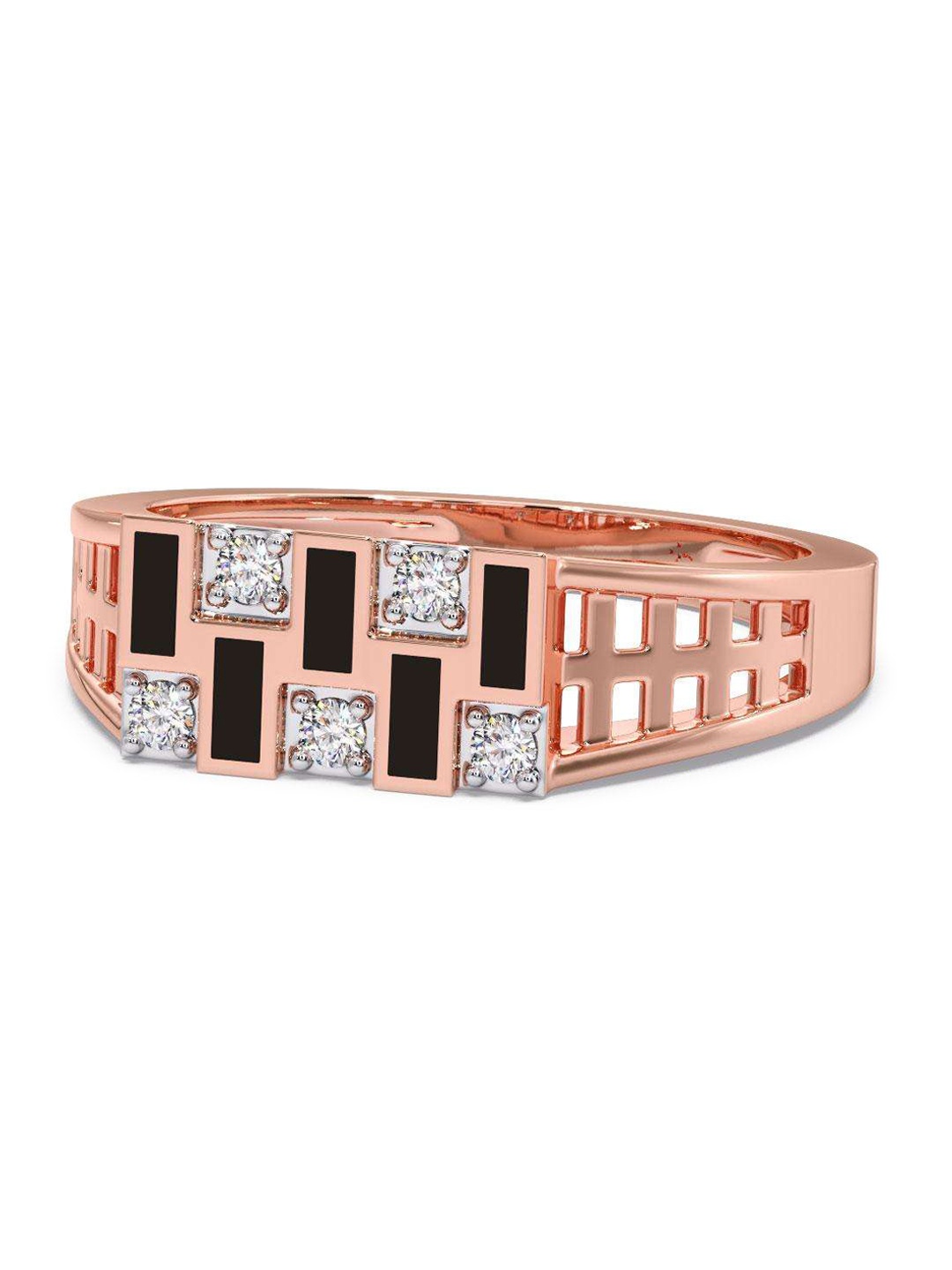 

CANDERE A KALYAN JEWELLERS COMPANY Men 14KT Rose Gold Diamond-Studded Ring - 4.08 g