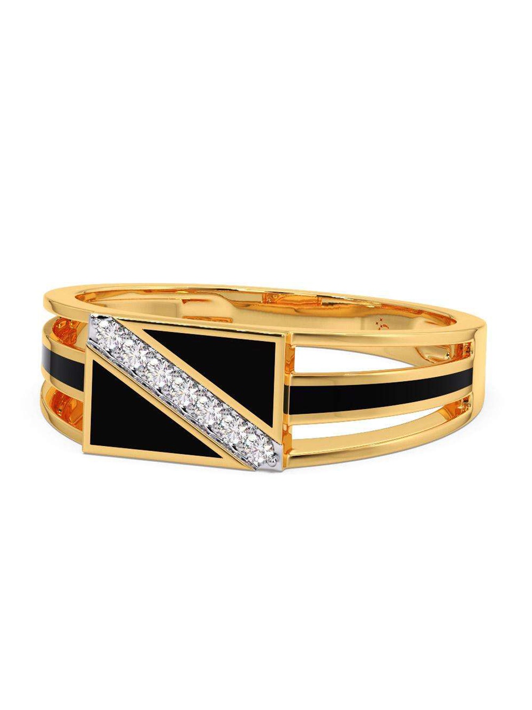 

CANDERE A KALYAN JEWELLERS COMPANY Men Diamond-Studded 14KT Gold Ring - 4 gm