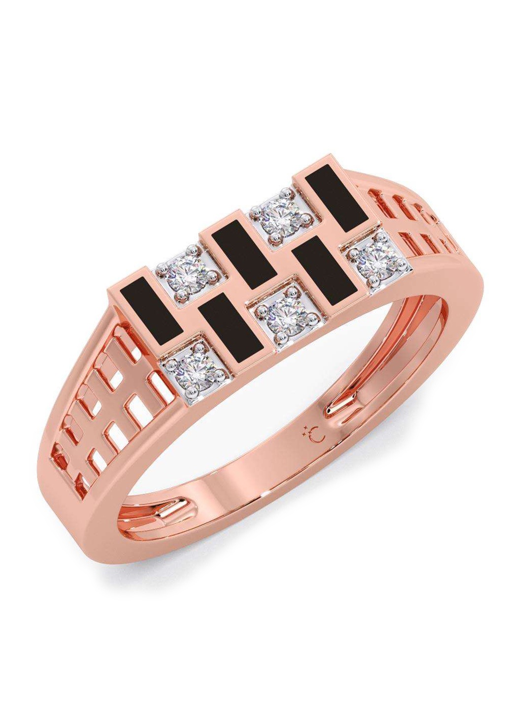 

CANDERE A KALYAN JEWELLERS COMPANY Men 14KT Rose Gold Diamond Finger Ring - 4.37 g
