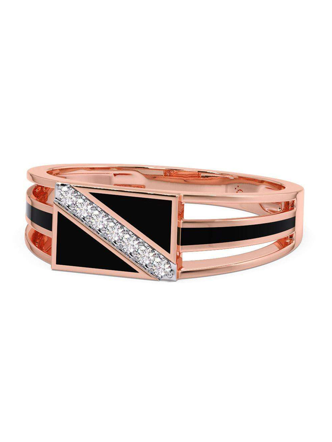 

CANDERE A KALYAN JEWELLERS COMPANY Men Diamond-Studded 14KT Rose Gold Ring - 3.91 g