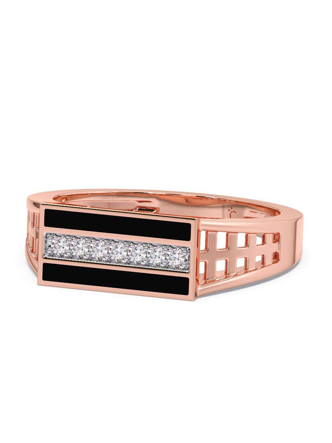 

CANDERE A KALYAN JEWELLERS COMPANY Men Diamond-Studded 14KT Rose Gold Ring - 4.1 gm