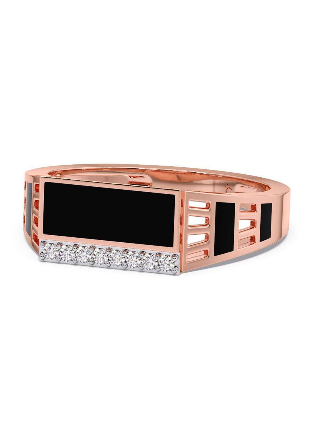 

CANDERE A KALYAN JEWELLERS COMPANY Men Diamond-Studded 18KT Rose Gold Ring- 3.77gm