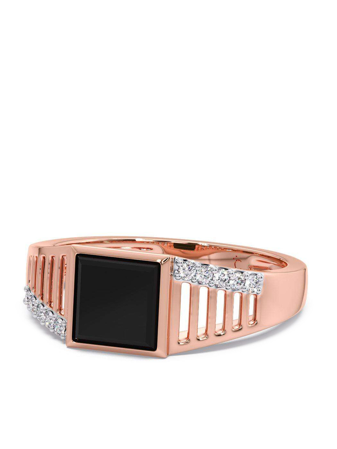 

CANDERE A KALYAN JEWELLERS COMPANY Men 14KT Rose Gold Diamond Finger Ring-3.16gm