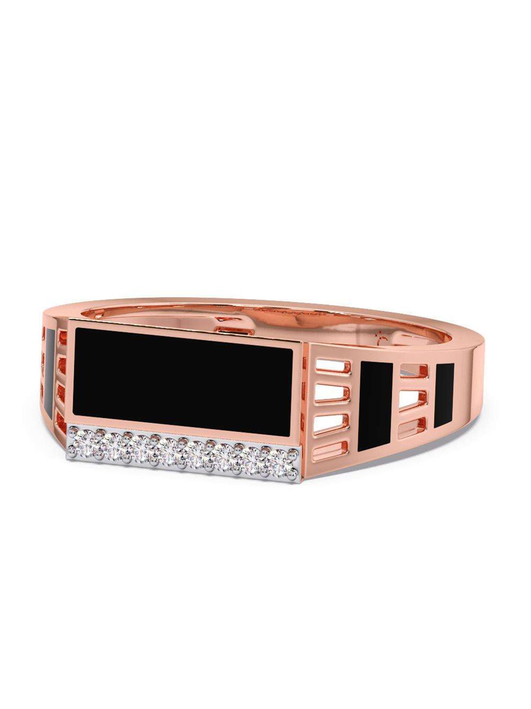 

CANDERE A KALYAN JEWELLERS COMPANY Men Diamond-Studded 14KT Rose Gold Ring -3.4gm