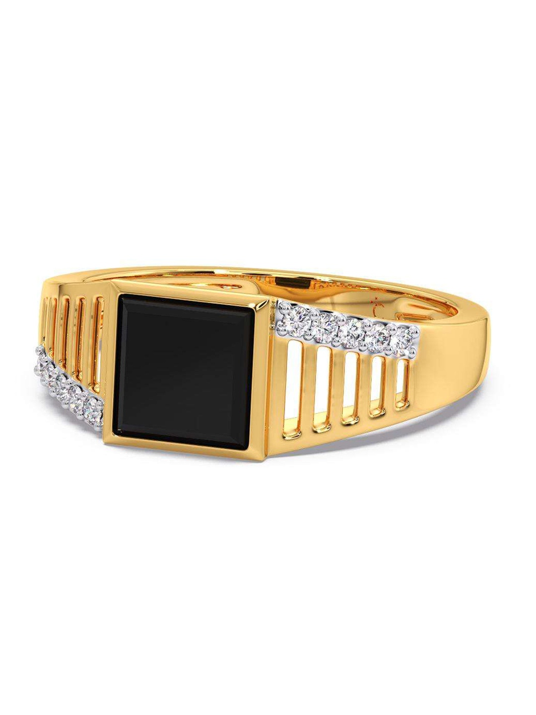 

CANDERE A KALYAN JEWELLERS COMPANY Men Diamond-Studded 14KT Gold Ring - 3.35 gm