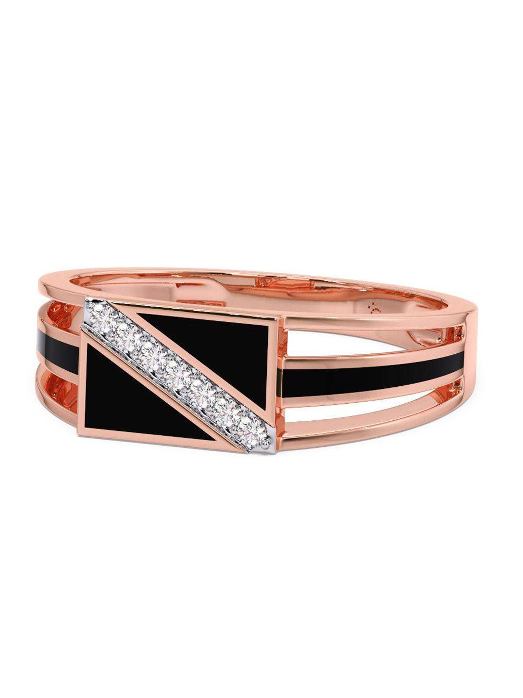 

CANDERE A KALYAN JEWELLERS COMPANY Men Diamond-Studded 18KT Rose Gold Ring -5.08 g