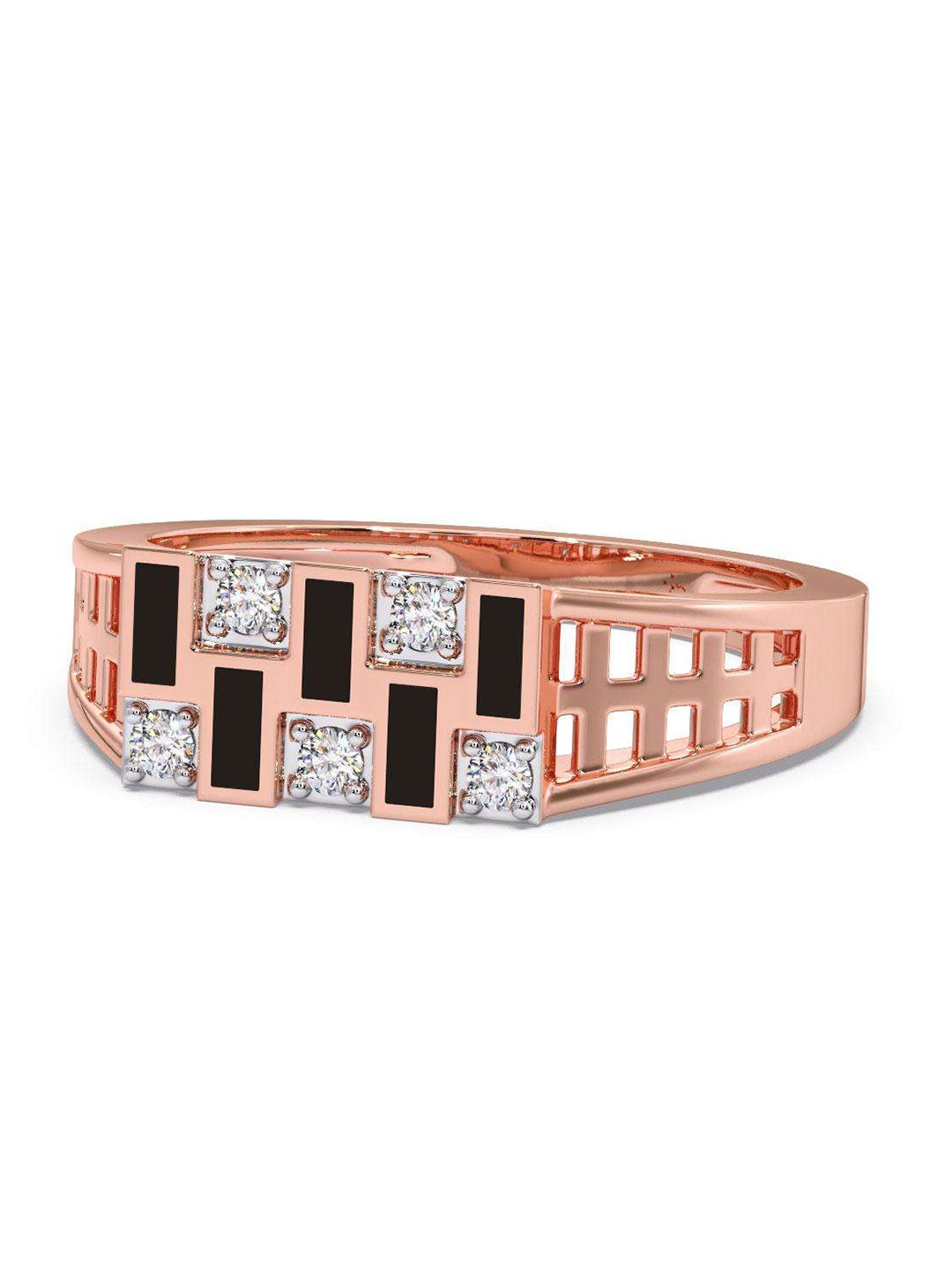 

CANDERE A KALYAN JEWELLERS COMPANY Men Diamond-Studded 14KT Rose Gold Ring - 3.59 gm