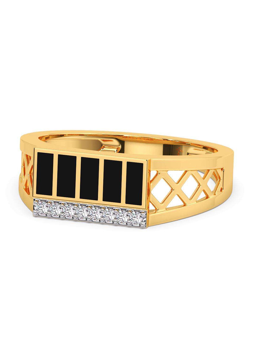 

CANDERE A KALYAN JEWELLERS COMPANY Men 18KT Yellow Gold Diamond-Studded Ring - 3.53 g