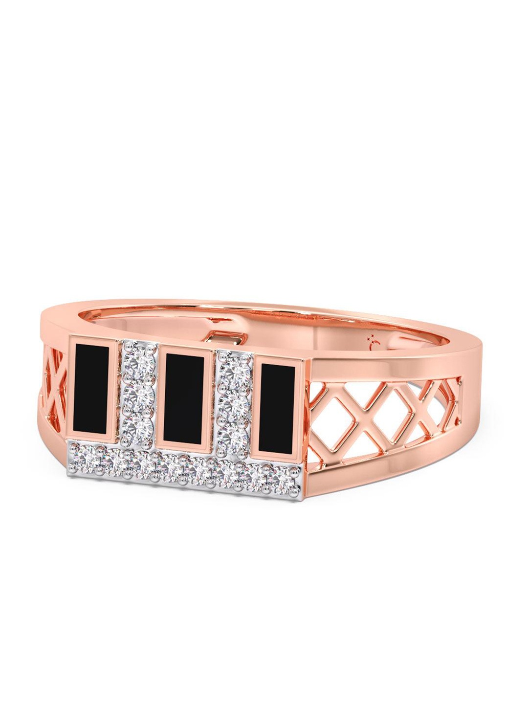 

CANDERE A KALYAN JEWELLERS COMPANY Men 14KT Rose Gold Diamond-Studded Ring - 4gm