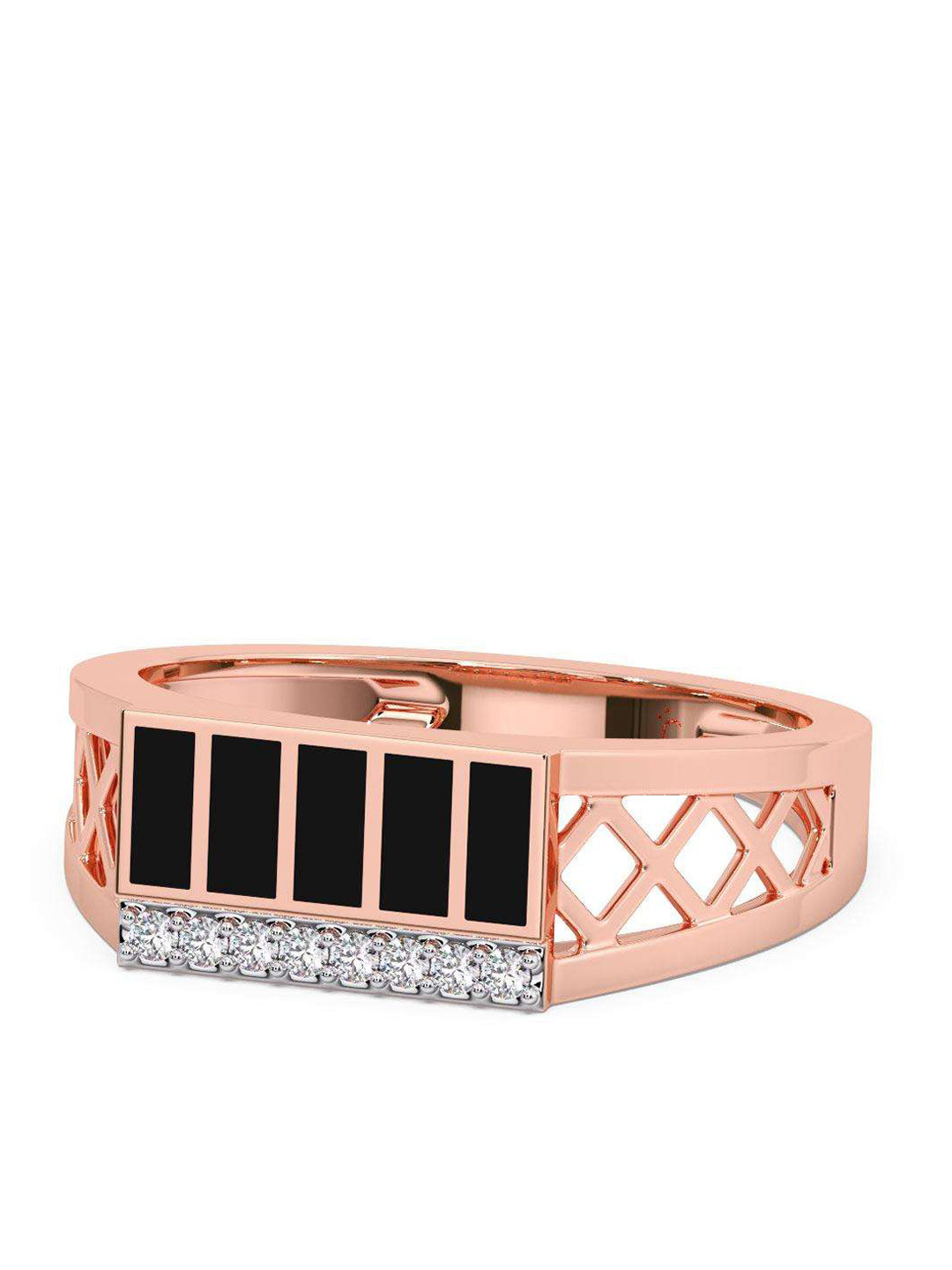 

CANDERE A KALYAN JEWELLERS COMPANY Men Diamond-Studded 14KT Rose Gold Ring - 3.57 gm