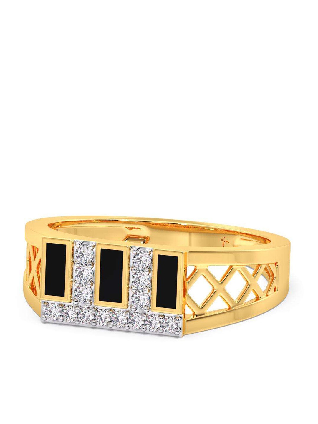 

CANDERE A KALYAN JEWELLERS COMPANY Men 18K BIS Hallmark Gold & Diamond Finger Ring-3.77 g